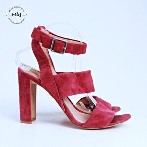 Madewell Octavia Leather Ankle Strap Heeled Sandals Red Women 9